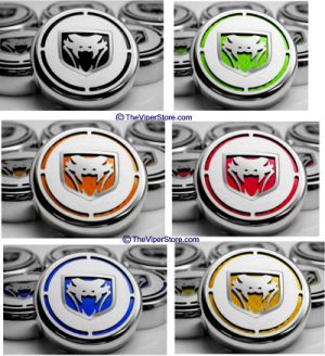Dodge Viper SRT-10 (2003-2010) Universal Chrome Metal Cap Covers with Cut out Viper Head (Set of 5)