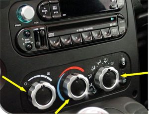 Dodge Viper SRT-10 (2003-10) A/C Knob Chrome Trim Rings Set of 3