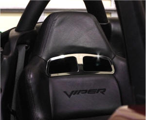Dodge VIPER SRT-10 (2003-2010) Polished Stainless Steel Seat Sport Trims - Set of 2 with Etched Viper Head Fangs Logo