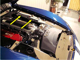 Dodge Viper SRT-10 (2003-2006) Stainless Rear Inner Fender Cover with two Chrome caps. Special Order