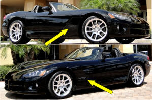 Dodge Viper SRT-10 (2003-10) Raised BLACK Vinyl Fender Emblem - set of 2