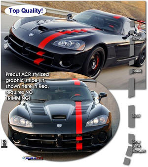 Viper SRT/10 Coupe (2008-10) ACR Style Hood Stripe includes spoiler piece