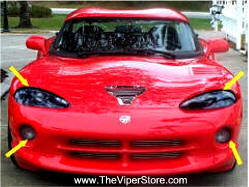 Dodge VIPER (1992-2002) Head & Fog light Lens vinyl Pre-cut Overlays – Choose Tint  4-PC Set