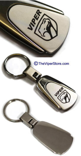 Dodge SRT Viper Logo Key Chain with Sneaky Pete logo - "Black on Silver"