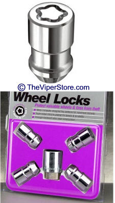 Dodge Viper (1996-2010) Wheel Lock Security Set - in Chrome set of 4 w/key