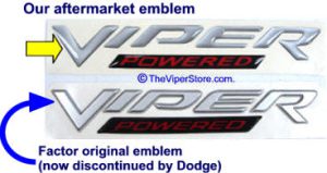 Dodge RAM SRT-10 Hood Emblem "Viper - Powered"