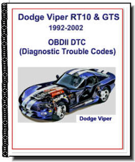 Dodge Viper RT-10 Convertible & GTS Coupe OBII Codes Guide