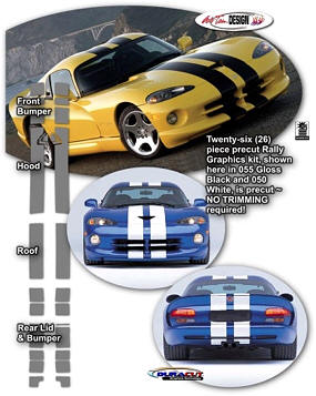 Dodge Viper GTS Coupe (1996-2002) Double Stripe Kit 3 (8" stripes)