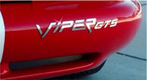 Dodge Viper GTS Raised Polished Stainless Steel "VIPER GTS" & "DODGE" Emblems for Bumper