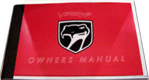 1992–1995 Dodge Viper RT/10 New Owners Manual