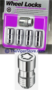 Dodge Ram SRT-10 Wheel Lock Security Set - in Chrome - set of 4 w/key
