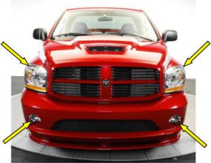 Dodge RAM SRT10 (2006) Head & Fog light Lens vinyl Overlays 4-PC Set